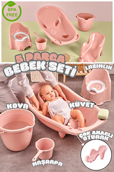 Manken İstanbul 5 Parça Bebek Seti Bebek Banyo Seti Bebek Küveti Seti Lazımlı...