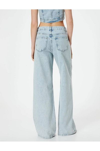 Koton Bianca Wide Leg Jeans – Strass-Detail, Rautenmuster und Tasche