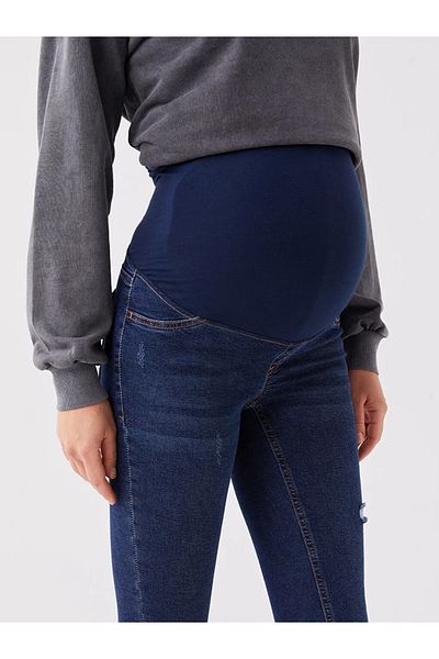 LC Waikiki Standard Fit Straight Pocket Detailed Maternity Rodeo Jean Trousers with Abdomen Panels