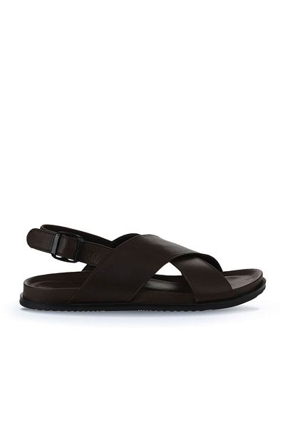 Bueno Shoes Ανδρικά Δερμάτινα Σανδάλια Καφέ - 11s23261