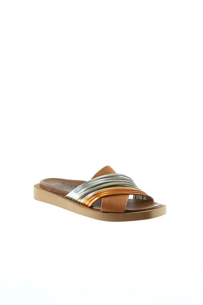 Bueno Shoes Taba Multi Leather Γυναικείες Flat Παντόφλες 01wu3315