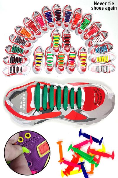 Binbirreyon Practical Silicone Children's Shoes - Laces 14 Pieces Set Ta007-R
