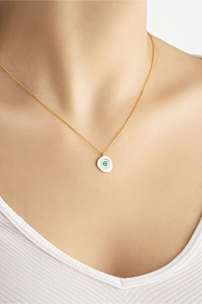 So CHIC... Horus'un Gözü 18 Ayar Sarı Altın Kaplama 45 Cm Gümüş Nazar Kolye