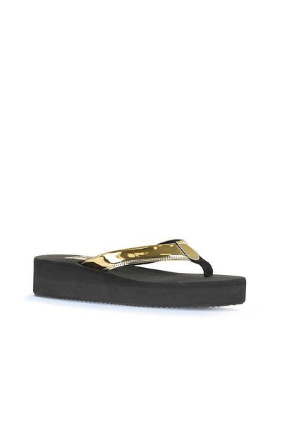 Bueno Shoes Altın Parlak Ayna Kadın Parmak Arası Terlik 26wt202644