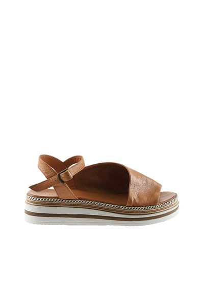Bueno Shoes Sandale de damă din piele maronie - Toc pană 01ws4203