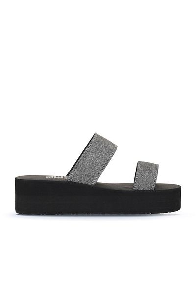Bueno Shoes Antrasit Ithal Sim Kadın Dolgu Topuklu Terlik 26wt752550