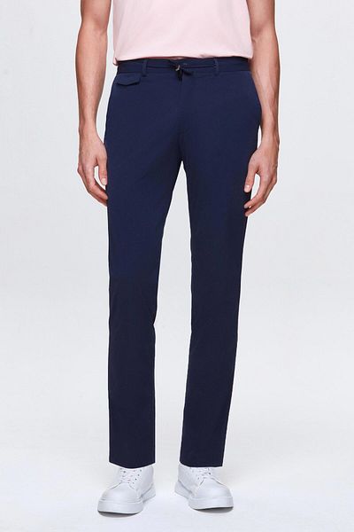 Twn Navy Blue Slim Fit Jogger Pants - Dobby