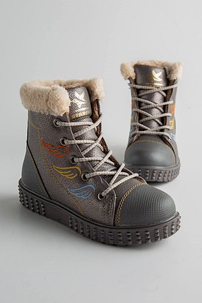 Ccway Παιδικά Μποτάκια Lace-Up 31-35 Platinum