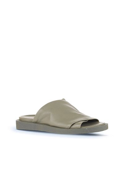 Bueno Shoes 01ws2810 Μοντέλο Γυναικείες Επίπεδες Παντόφλες Δερμάτινες Χακί