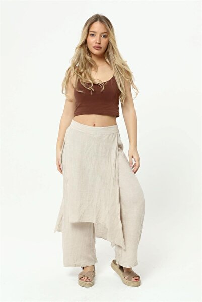 Bohem Stil İTALYAN HAM KETEN PANTOLON ETEK