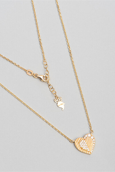 So CHIC... İki Kalp 18 Ayar Sarı Altın Kaplama 48 Cm Gümüş Minimal Kolye