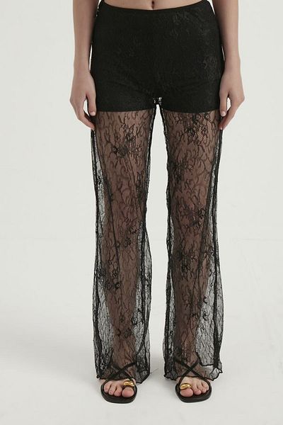 Hiccup High Waist Transparent Leg Trousers - Mesh