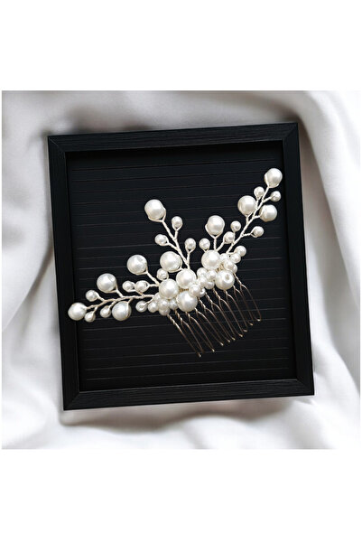 Handmade Pearl Detailed Minimal Comb Buckle - Minimal Buckle - Pearl Buckle - Pearl Comb Buckle