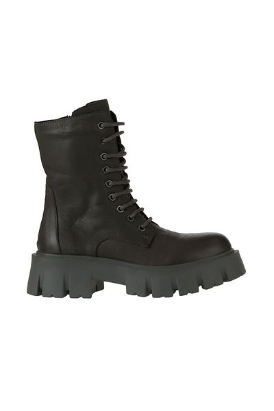 Bueno Shoes Γυναικείες δερμάτινες μπότες με τακούνι χακί - 01wv4601