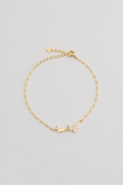 So CHIC... Kelebek 18 Ayar Sarı Altın Kaplama Gümüş Minimal Bileklik