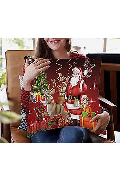hediyechy Santa Claus Patterned Single Duvet Cover Set - Gift Duvet Cover, No Sheets