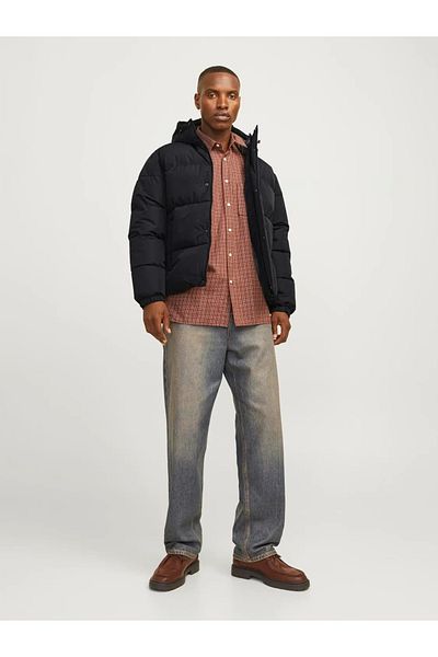 Jack & Jones Jjebradley Puffer Hood Sn Men's Coat 12256974 Black