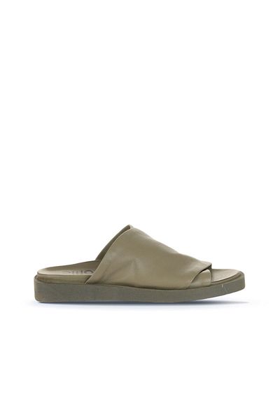 Bueno Shoes 01ws2810 Μοντέλο Γυναικείες Επίπεδες Παντόφλες Δερμάτινες Χακί