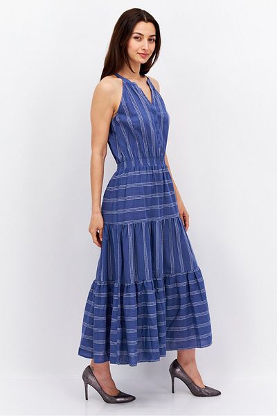 Esprit Women Textured Midi Dress, Blue