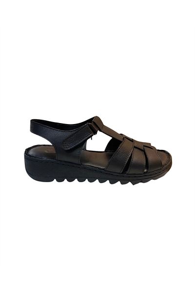Neon Akm-008 Sandale negre pentru femei din piele naturală