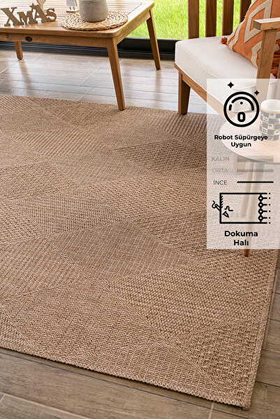 Konfor Halı Rusticana 3102 Natural Jute Carpet Modern Knitted Rug