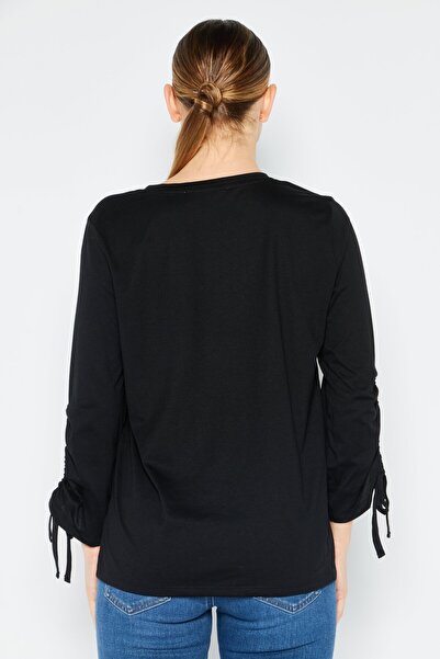 Michael Kors Women Crew Neck Long Sleeve Solid Top, Black