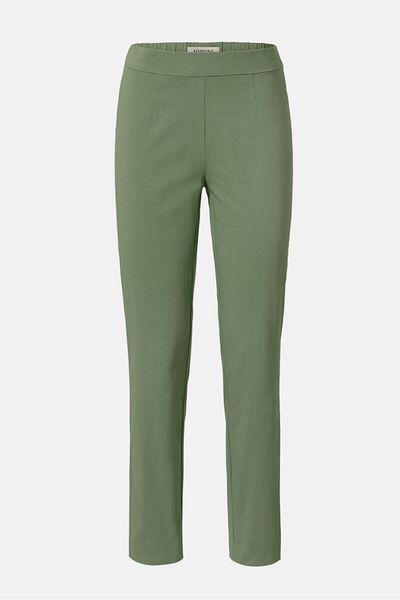 Tchibo Women Slim Fit Plain Straight Leg Pants, Green