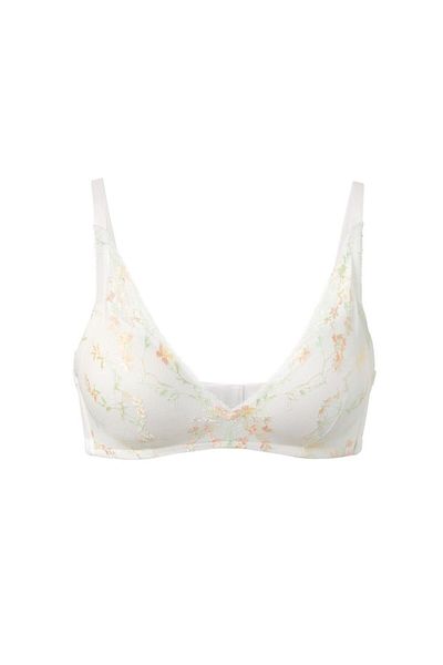 Tchibo Women Micro Lace Padded Soft Cup Bra, White Combo