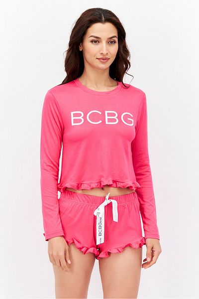 BCBG Women 2 Pcs Brand Logo Pyjamas Set, Pink