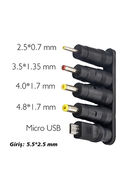 Epilons Yerli Üretim Çoklu Yedek Adaptör Uç Çevirici 2.5x0.7mm- 4.8x1.7mm- 3.0x1.1mm-4.0x1.7mm- Mıcro Usb