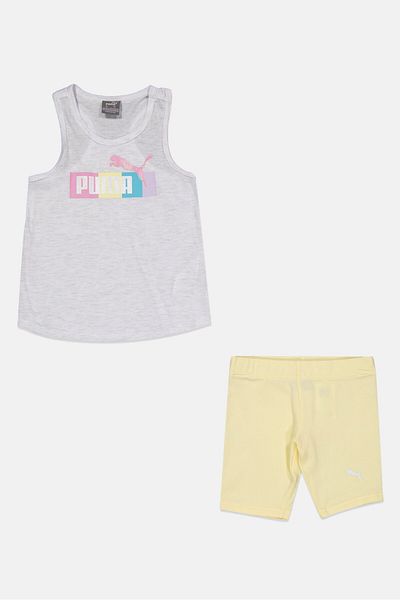 Puma Kids Girl 2Pcs Hersey Tank Top And Pull On Shorts Set, Grey Heather