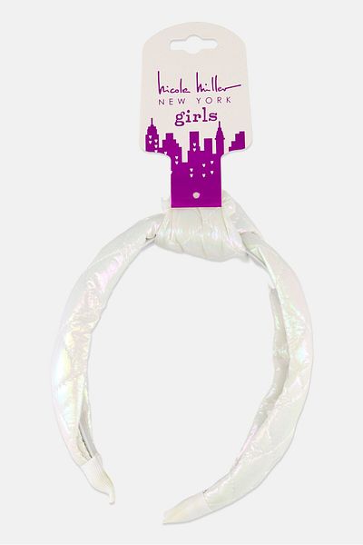 Nicole Miller Kid Girls Diamond Pattern Headband, White Combo