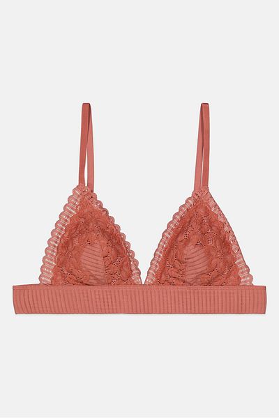Etam Women Textured Padded Bra, Pale Red