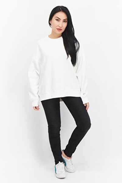 Esprit Women Crew Neck Plain Long Sleeve  Sweatshirt, White