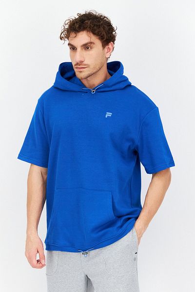 Fila Men Sportswear Fit Hood With Drawstring Short Sleeve Outdoor Hoodies, Blue