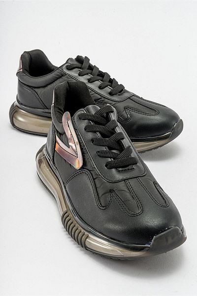 Ccway Pantofi sport de damă cu talpă transparentă PIELE NEGRA