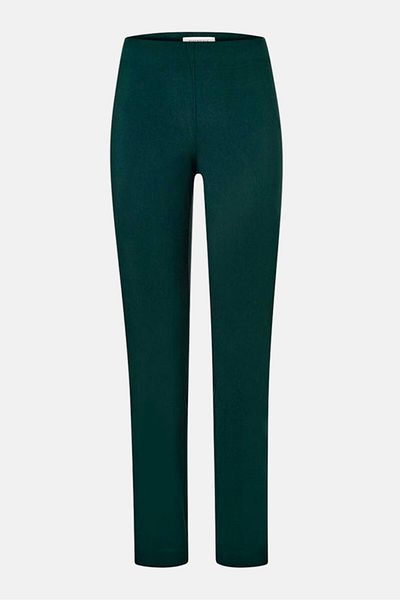 Tchibo Women Slim Fit Solid Straight Pants, Dark Green