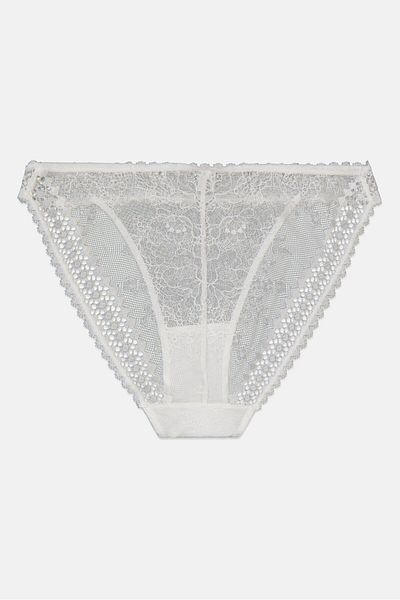 Etam Women Textured Pull On Panty, White