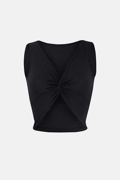 Hiccup Crop top cu nervuri în față, de culoare uni