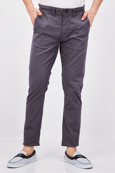 Threadbare بنطال تشينو سادة بقصّة Slim Fit للرجال، رمادي