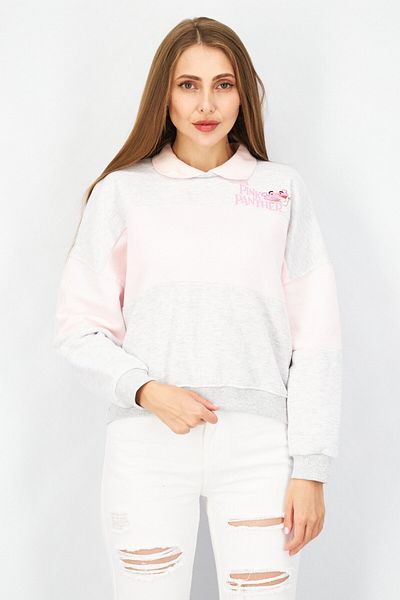 Pink Panther x DCMJ Women Spread Collar Graphic Sweatshirt, Multicolor