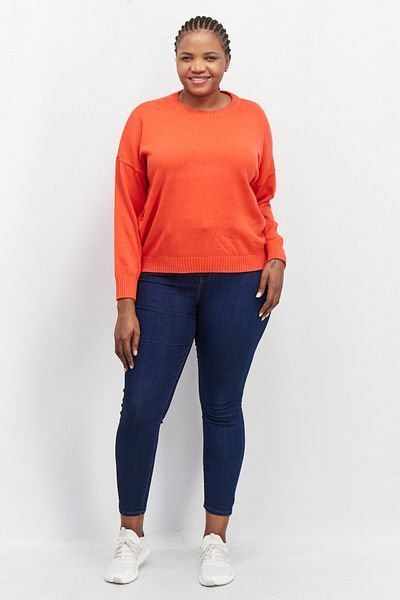 Esprit Women Crew Neck Plain Sweater, Red