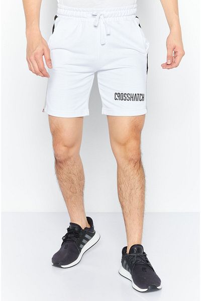 Crosshatch Men Sportswear Fit Plain Training Shorts, White Combo