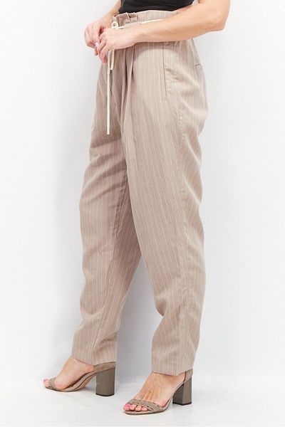 Esprit Women Regular Fit Stripe Casual Pants, Tan