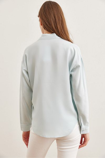 Olalook Πουκάμισο Baby Blue Viscon - Μονή τσέπη, Γυναικείο, GML- 19000890