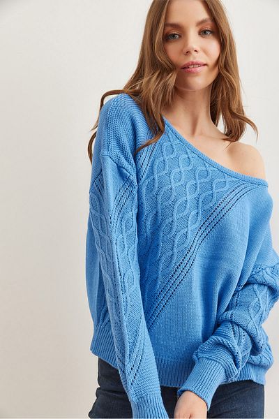 Olalook Baby Blue prelamovaný sveter - Boat Neck Kzk- 19000830