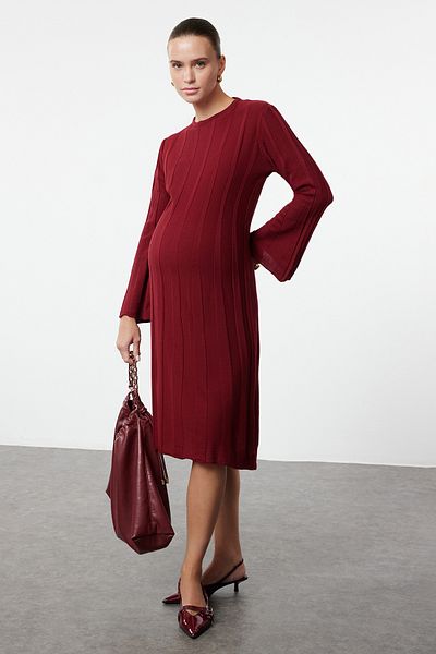 Trendyol Collection Plum Corded Crew Neck Plus Size & Πλεκτά Ρούχα εγκυμοσύνης TBBAW25AH00060