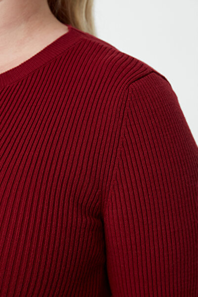 Trendyol Curve Μπλούζα με κορδόνι Claret Red Knitwear - Φούστα με φούστα, Tbbaw25af00006