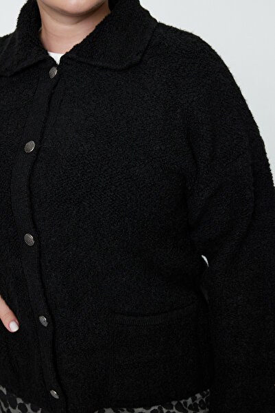 Trendyol Curve Μαύρη πόλο λαιμόκοψη πλεκτή ζακέτα TBBAW25AV00011