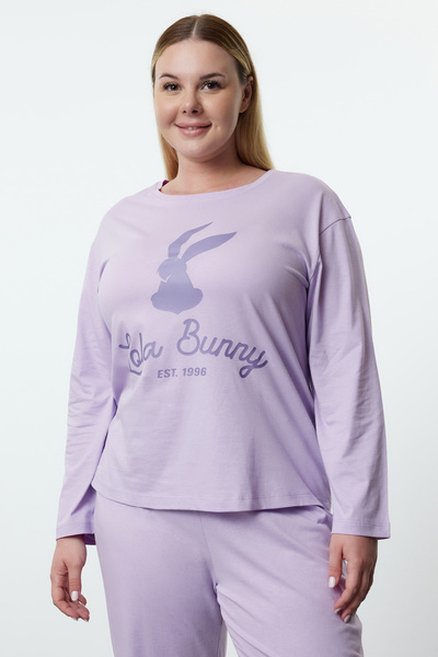 Trendyol Curve Lilac Lola Bunny licencovaný pyžamový set - pletený Tbbaw25Ai00061
